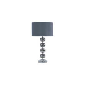 ScS Living Ritz Smoked Glass Table Lamp with Grey Silk Shade