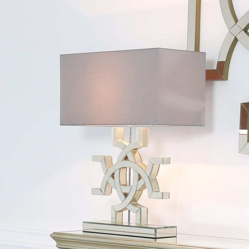ScS Living Athos Clear Glass Table Lamp with Grey Shade