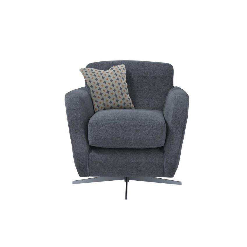 Ideal Home Grey Fraser Fabric Plain Swivel Chair