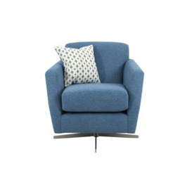Ideal Home Blue Fraser Fabric Plain Swivel Chair