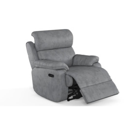 ScS Living Blue Fabric Reuben Power Recliner Swivel Chair with Head Tilt