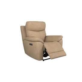 ScS Living Cream Fabric Ethan Power Recliner Chair with Head Tilt & Lumbar