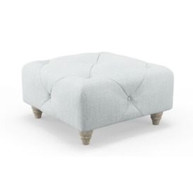 ScS Living Blue Abbey Fabric Buttoned Top Footstool
