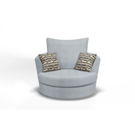 ScS Living Blue Fabric Pasadena Boucle Swivel Chair