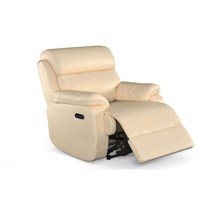 ScS Living Cream Reuben Power Recliner Chair with Head Tilt & Bluetooth