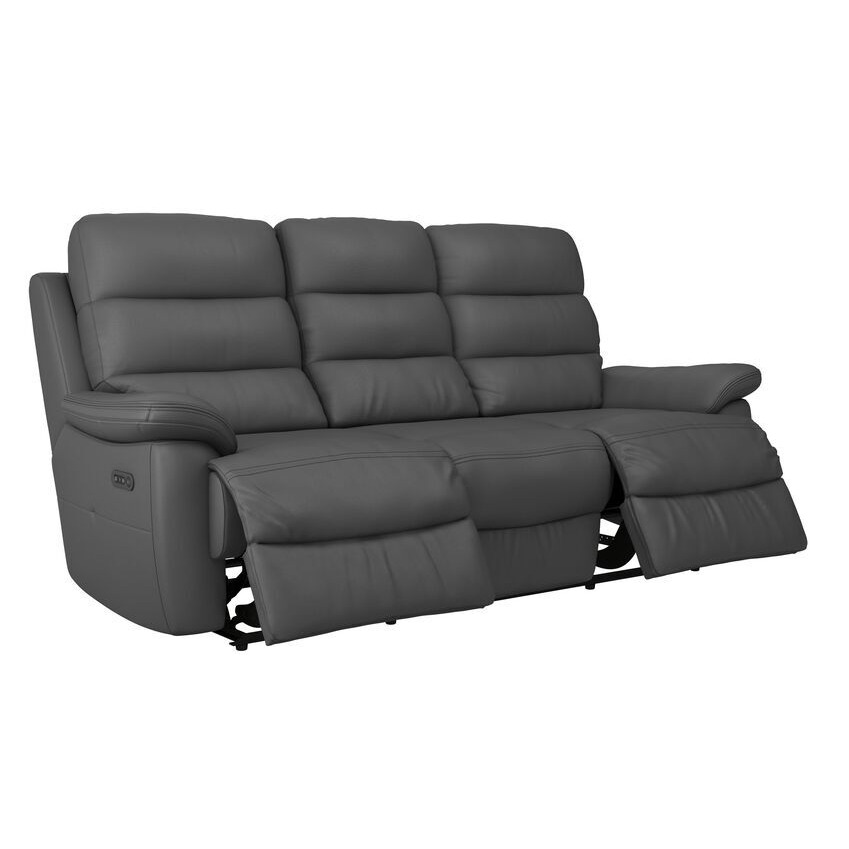 ScS Living Grey Griffin 3 Seater Power Recliner Sofa with Bluetooth