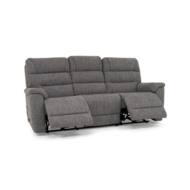 La-Z-Boy Grey Fabric Parker 3 Seater Manual Recliner Sofa with Chrome Handle