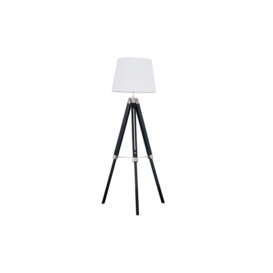 ScS Living Clipper Black & Chrome Tripod Floor Lamp with White Shade