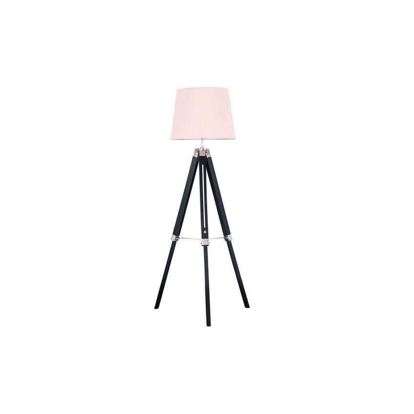 ScS Living Clipper Black & Chrome Tripod Floor Lamp with Blush Shade
