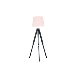 ScS Living Clipper Black & Chrome Tripod Floor Lamp with Blush Shade