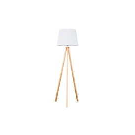 ScS Living Barbro Light Wood Tripod Floor Lamp with White Shade