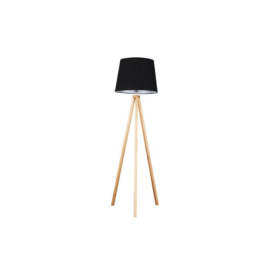 ScS Living Barbro Light Wood Tripod Floor Lamp with Black Shade