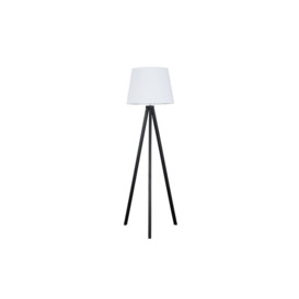 ScS Living Barbro Black Wood Tripod Floor Lamp with White Shade