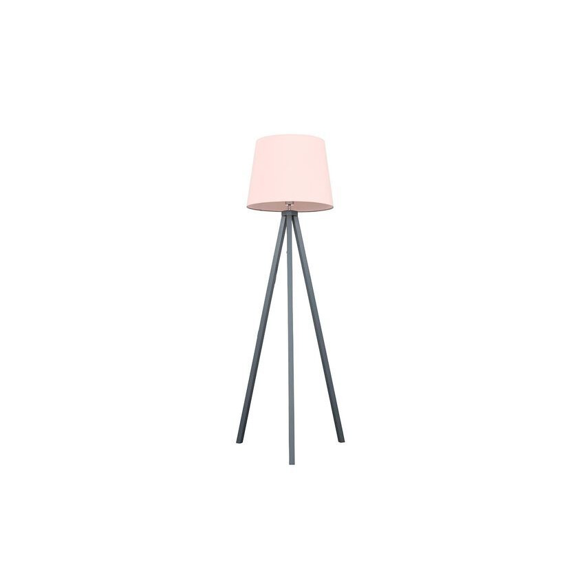 ScS Living Barbro Grey Wood Floor Lamp with Dusty Pink Shade