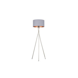 ScS Living Camden Chrome Tripod Floor Lamp with Grey & Copper Shade
