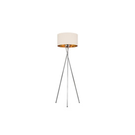 ScS Living Camden Brushed Tripod Floor Lamp with Fawn & Gold Shade