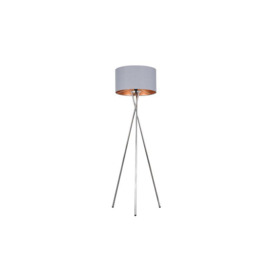 ScS Living Camden Brushed Tripod Floor Lamp with Grey & Copper Shade