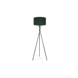 ScS Living Camden Black Floor Lamp with Forest Green Shade