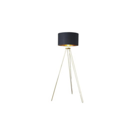 ScS Living Aero Hairpin Gold Tripod Floor Lamp with Black & Gold Shade