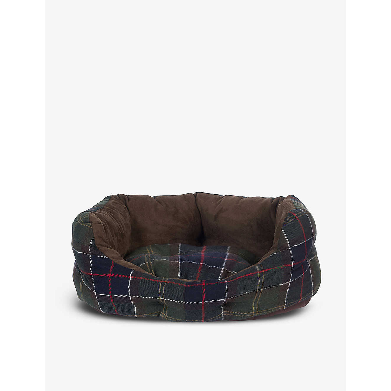 Barbour Black, White and Red Wool Checked Tartan Woven Dog Bed, Size: 60cm