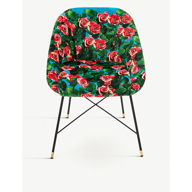 Seletti Wears Toiletpaper Rose-Print Velvet Chair 50cm x 60cm - image 1
