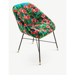 Seletti Wears Toiletpaper Rose-Print Velvet Chair 50cm x 60cm - thumbnail 2