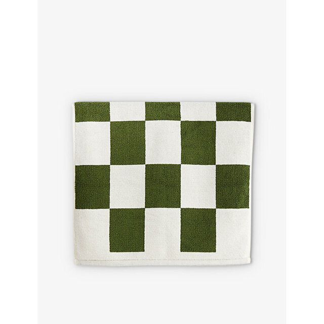 Hay Check-Pattern Cotton Bath Mat 50cm x 90cm - image 1