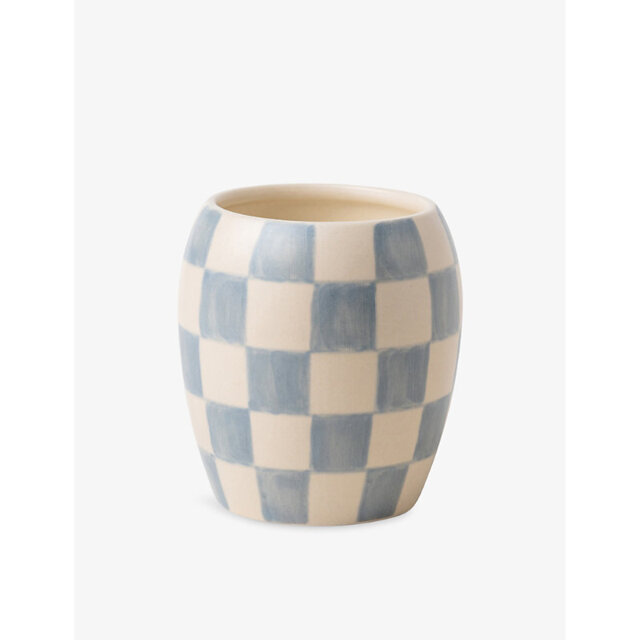Paddywax Checkmate Cotton + Teak Scented Candle With Checkered Porcelain Vessel 311g - image 1