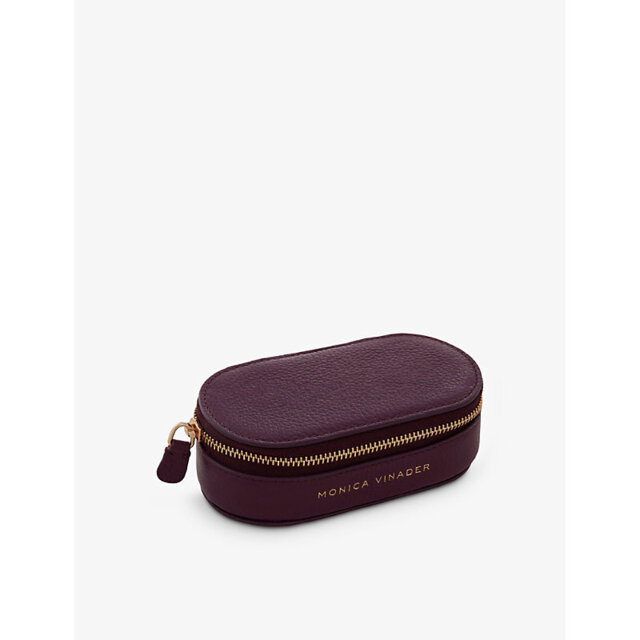 Womens Monica Vinader Mini Oval Logo-Print Leather Jewellery Box - image 1