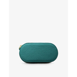 Womens Monica Vinader Mini Oval Logo-Print Leather Jewellery Box