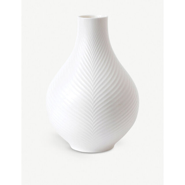 Wedgwood White Folia Fine Bone China Bulb Vase 23cm - image 1