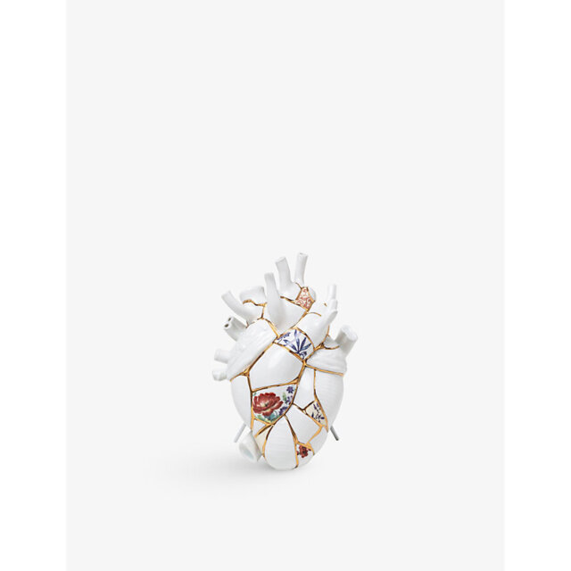 Seletti Love In Bloom Kintsugi 24ct Yellow-Gold Plated Porcelain Vase 25cm - image 1