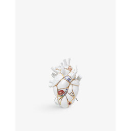 Seletti Love In Bloom Kintsugi 24ct Yellow-Gold Plated Porcelain Vase 25cm