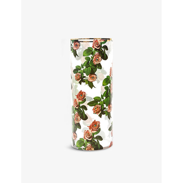 Seletti Wears Toiletpaper Rose-Print Large Glass Vase 50cm - image 1