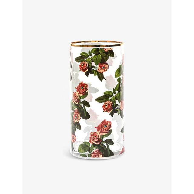 Seletti Wears Toiletpaper Rose-Print Medium Glass Vase 30cm - image 1