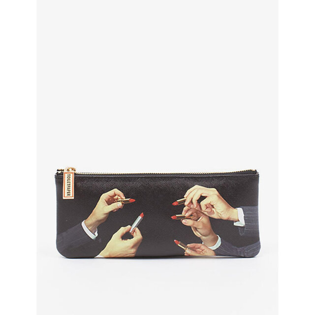 Seletti Wears Toiletpaper Lipstick-Print Canvas Cosmetic Case 21cm x 9cm - image 1