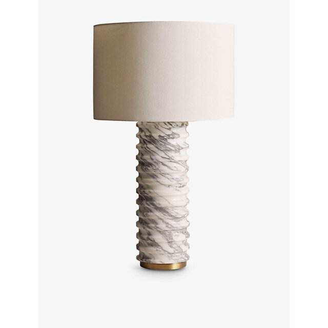 Soho Home Casper Arabescato Corchia Linen and Marble Table Lamp 81cm - image 1