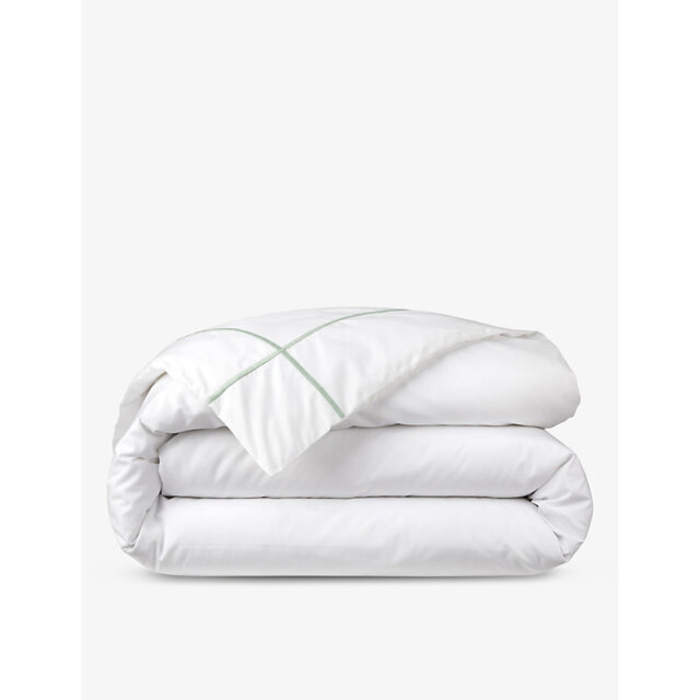 Yves Delorme Athena Veronese Stripe-Embroidered Cotton Double Duvet Cover - image 1