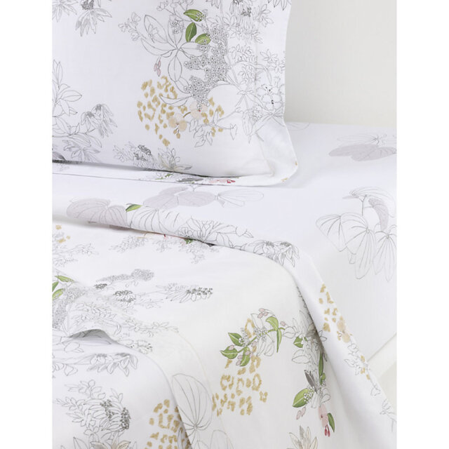 Yves Delorme Orchidee Multicoloured Floral Cotton Flat Sheet - image 1