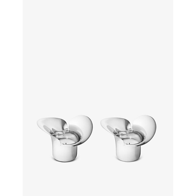 Georg Jensen Bloom Botanica Polished Stainless-Steel Tealight Holders Pack Of Two - image 1