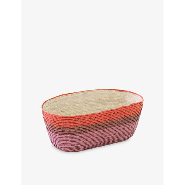 Makaua Oval Colour-Block Woven Basket 25cm - image 1