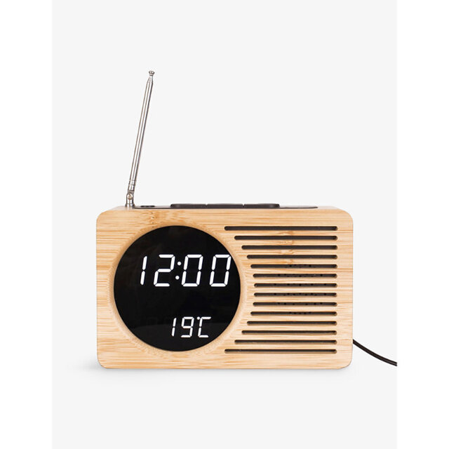 The Tech Bar Karlsson Retro Bamboo Alarm Clock Radio - image 1