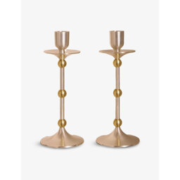 Soho Home Cilia Set Of Two Metal Candlesticks 25cm - thumbnail 1