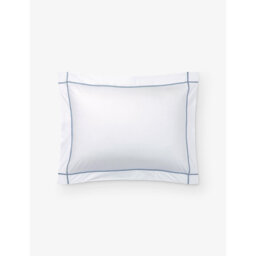 Yves Delorme Athena Celeste Bourdon-Stitch Standard Oxford Pima-Cotton Pillow Case