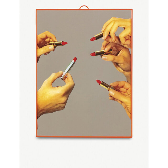 Seletti Toiletpaper Lipstick-Print Glass Mirror 30cm