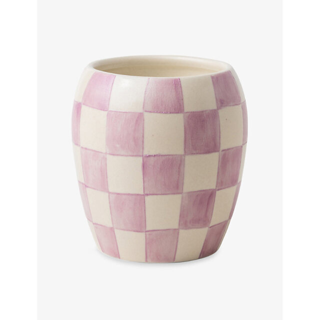 Paddywax Checkmate Lavender Mimosa Scented Candle With Checkered Porcelain Vessel 311g - image 1