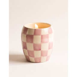 Paddywax Checkmate Lavender Mimosa Scented Candle With Checkered Porcelain Vessel 311g - thumbnail 2