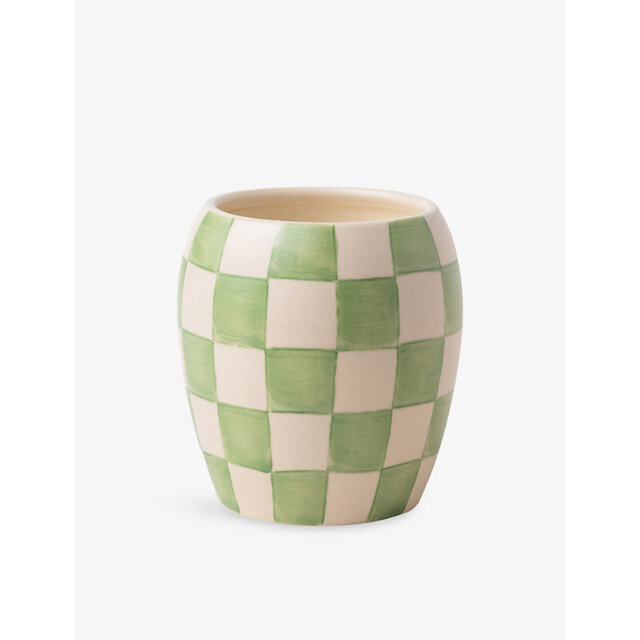 Paddywax Checkmate Cactus Flower Scented Candle With Checkered Porcelain Vessel 311g - image 1