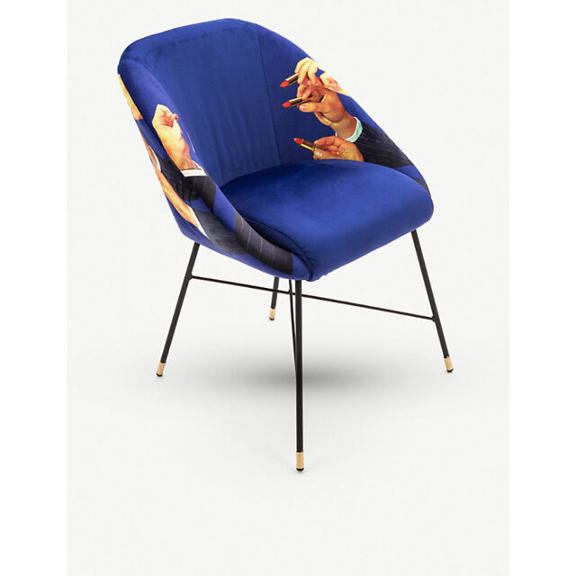 Seletti Wears Toiletpaper Lipstick-Print Velvet Chair 50cm x 60cm