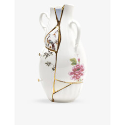 Seletti Kintsugi 24ct Yellow-Gold Plated Porcelain Vase 32cm - thumbnail 2